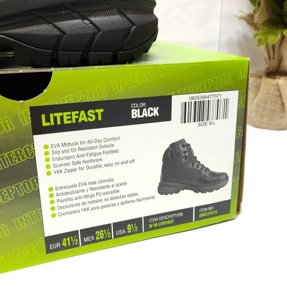 Interceptor Litefast Tactical Boots Women's 9.5 Zippered 6" Shaft Soft Toe NIB - Picture 8 of 12